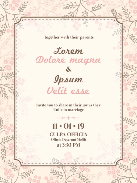 Modèle de carte d'invitation de mariage — Image vectorielle