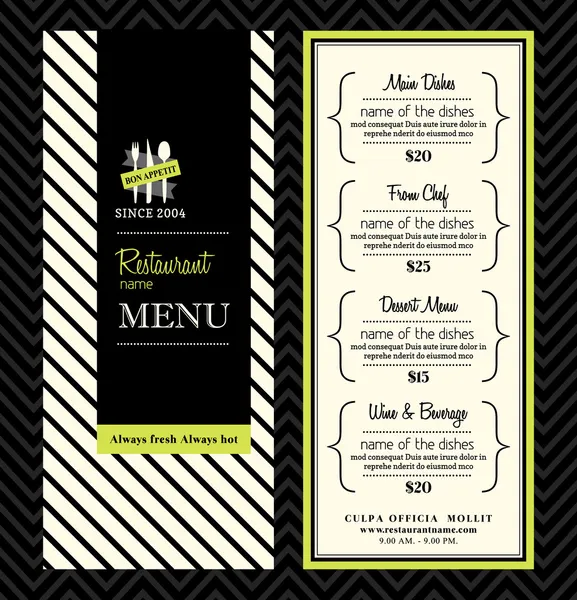 Moderne restaurant menu design sjabloon lay-out — Stockvector