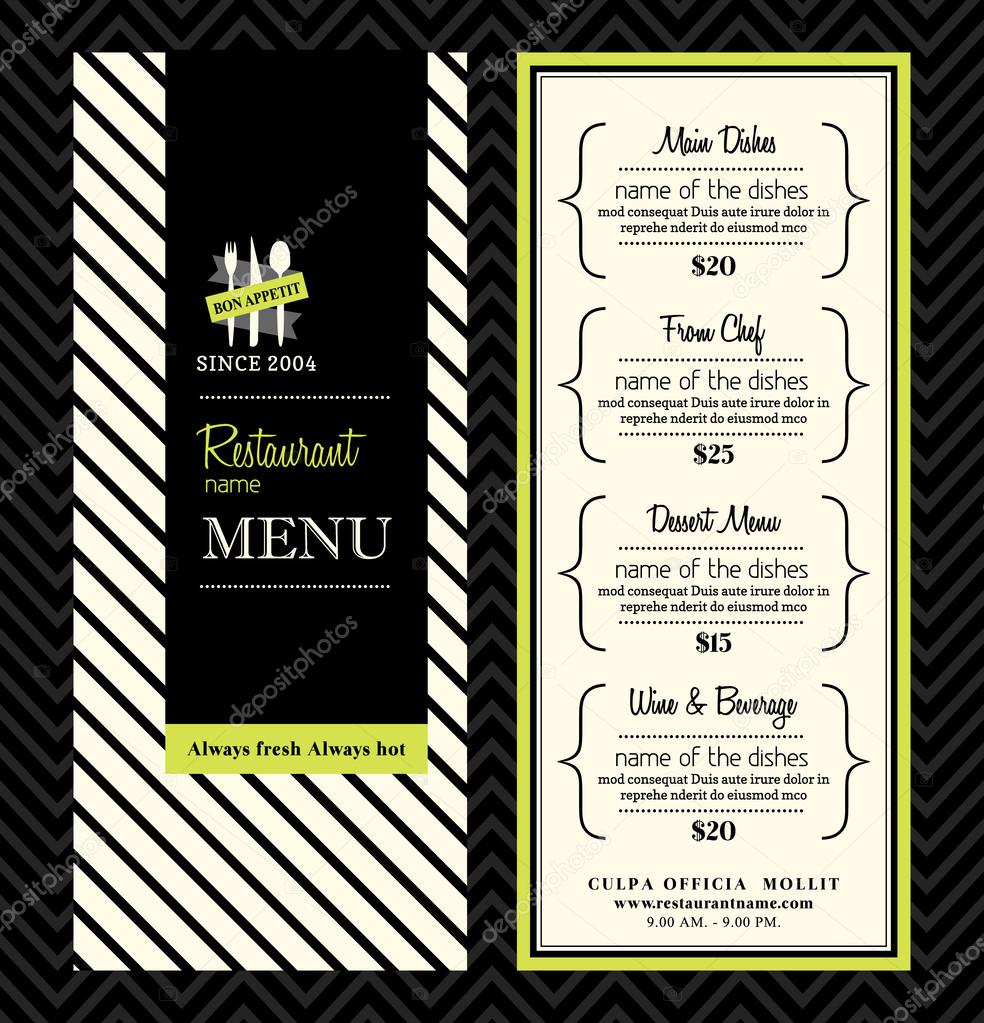 restaurant menu designs templates