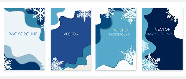 Vector Background Winter Theme Snowflakes Place Text Paper Cut Background — Stock Vector