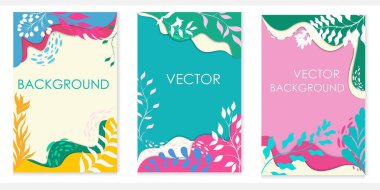   Yazın metin için yeri olan bitkilerle vektör arkaplanı.