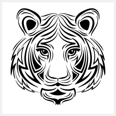  Beyaz arka planda bir kaplanın vektör başı. Kaplan logosu.