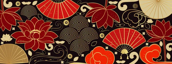 Vector Poster Traditional Chinese Elements Ornament Chinese Background — Wektor stockowy