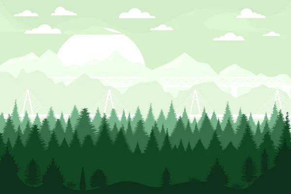 Vector Poster View Natural Landscape Forest Mountains — Image vectorielle