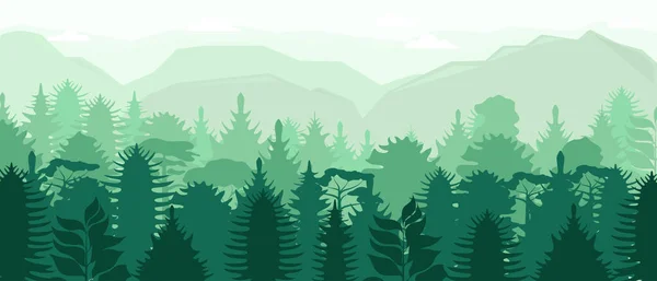 Vector Poster View Forest Mountains Natural Landscape Flat Design — Stock Vector