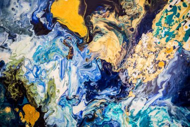 Güzel akışkan soyut boya arka planı. Mavi akrilik doku.