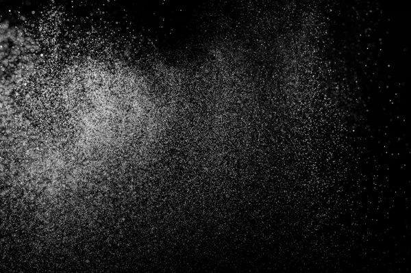 Schizzi Astratti Acqua Fondo Nero Movimento Congelamento Delle Particelle Bianche — Foto Stock