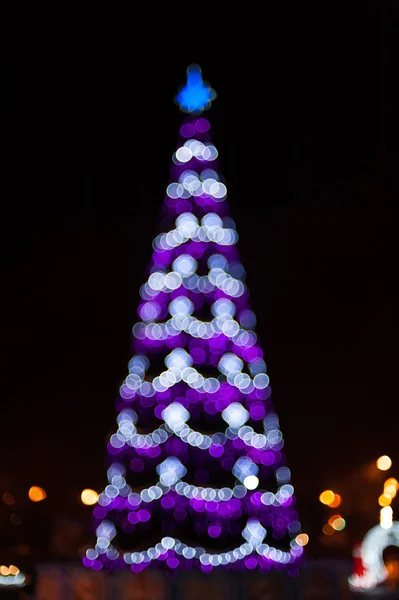 Lumières floues d'arbre de Noël — Photo