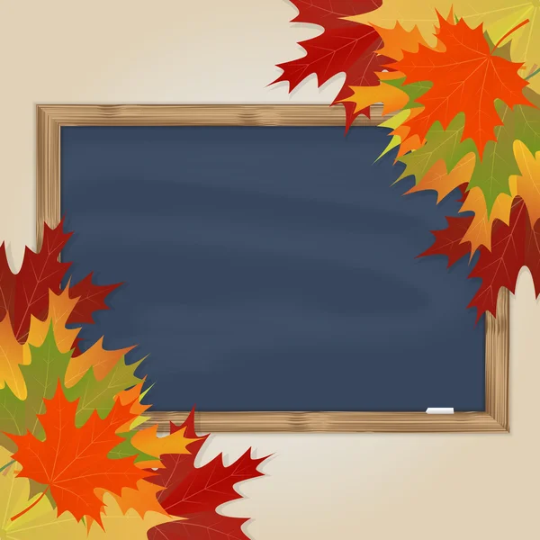 Akçaağaç yaprakları ve gri yazı tahtası — Stok Vektör