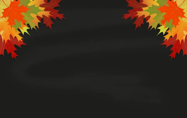 Esdoorn bladeren op zwarte schoolbord — Stockvector