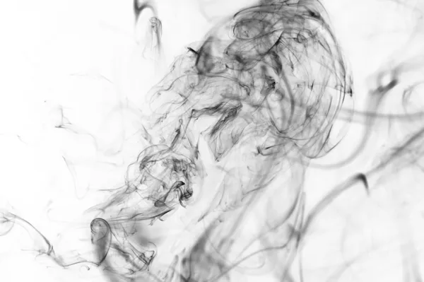 Fumée Noire Abstraite Sur Fond Blanc — Photo
