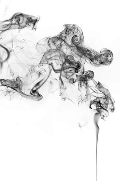 白色背景上的抽象黑烟 — 图库照片