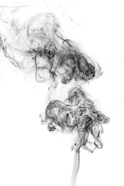 Fumo Preto Abstrato Sobre Fundo Branco — Fotografia de Stock