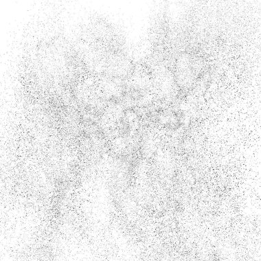 Sıkıntılı siyah doku. Beyaz arka planda koyu kumlu bir doku. Toz tabakası desenli. Tahıl gürültüsü partikülleri. Paslanmış beyaz efekt. Grunge tasarım elementleri. Vektör illüstrasyonu, EPS 10.