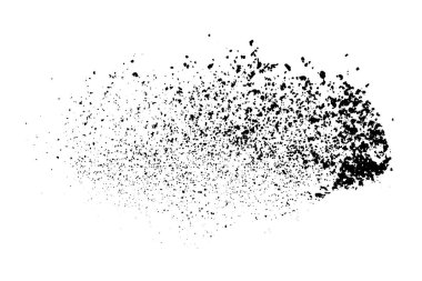 Beyaz arka planda siyah taneli doku izole edilmiş. Toz tabakası. Karanlık gürültü tanecikleri. Dijital olarak oluşturulmuş görüntü. Vektör tasarım elemanları. Görüntü, Eps 10.
