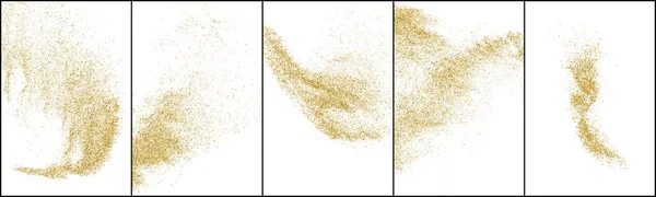Set Texture Glitter Oro Isolato Bianco Colore Delle Particelle Ambra — Vettoriale Stock