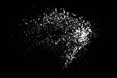 Siyah arka planda beyaz lekeler var. Soyut vektör patlaması. Dijital olarak oluşturulmuş görüntü. Görüntü, EPS 10.