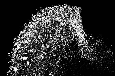 Siyah arka planda beyaz lekeler var. Soyut vektör patlaması. Dijital olarak oluşturulmuş görüntü. Görüntü, EPS 10.