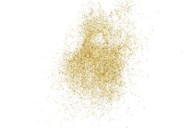 Beyazda izole edilmiş altın rengi parıltı dokusu. Goldish Renk Sequins. Kutlama arkaplanı. Altın Konfeti Patlaması. Vektör İllüstrasyonu, Eps 10.