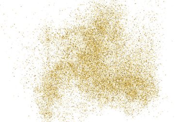 Beyazda izole edilmiş altın rengi parıltı dokusu. Goldish Renk Sequins. Kutlama arkaplanı. Altın Konfeti Patlaması. Vektör İllüstrasyonu, Eps 10.