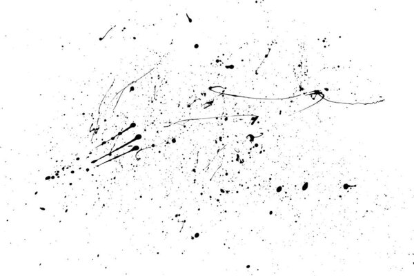 Black blobs isolated on white. Ink splash. Brushes droplets. Grainy texture background. Digitally generated image. Vector illustration, EPS 10.