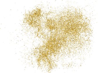 Beyazda izole edilmiş altın rengi parıltı dokusu. Goldish Renk Sequins. Kutlama arkaplanı. Altın Konfeti Patlaması. Vektör İllüstrasyonu, Eps 10.