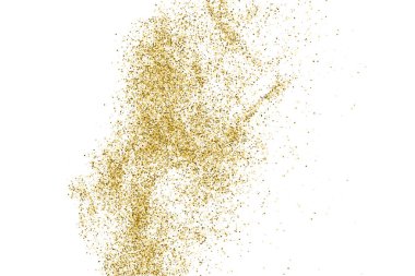 Beyazda izole edilmiş altın rengi parıltı dokusu. Goldish Renk Sequins. Kutlama arkaplanı. Altın Konfeti Patlaması. Vektör İllüstrasyonu, Eps 10.