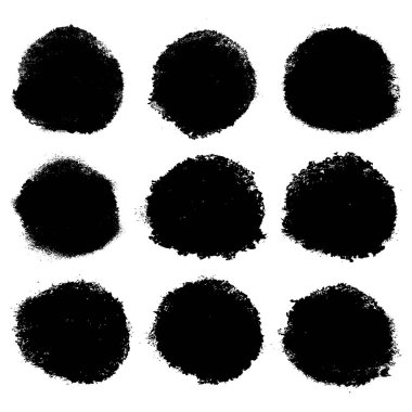 Beyaz arkaplanda izole edilmiş siyah grunge desen seti. Tahıl desenli tasarım elementleri. Vektör illüstrasyonuName.