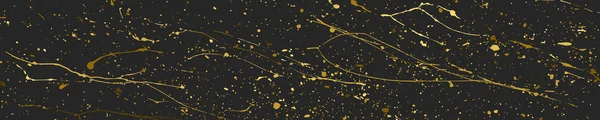 Gold Glitter Rakenne Eristetty Musta Abstrakteja Kultaisia Roiskeita Leveä Vaakasuora — vektorikuva