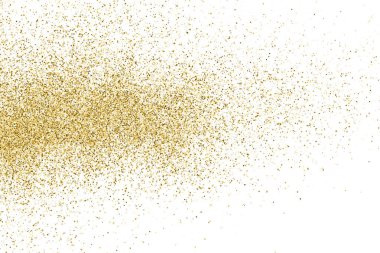 Beyazda izole edilmiş altın rengi parıltı dokusu. Goldish Renk Sequins. Kutlama arkaplanı. Altın Konfeti Patlaması. Vektör İllüstrasyonu, Eps 10.
