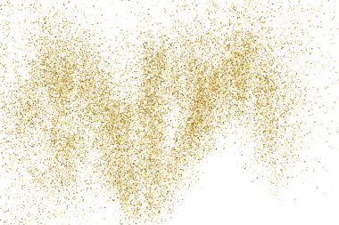 Beyazda izole edilmiş altın rengi parıltı dokusu. Goldish Renk Sequins. Kutlama arkaplanı. Altın Konfeti Patlaması. Vektör İllüstrasyonu, Eps 10.