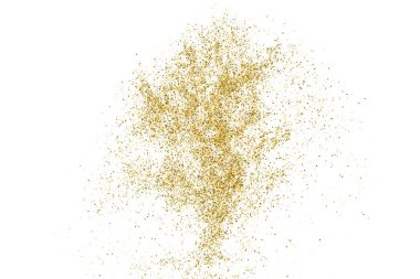 Beyazda izole edilmiş altın rengi parıltı dokusu. Goldish Renk Sequins. Kutlama arkaplanı. Altın Konfeti Patlaması. Vektör İllüstrasyonu, Eps 10.
