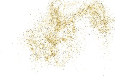 Beyazda izole edilmiş altın rengi parıltı dokusu. Goldish Renk Sequins. Kutlama arkaplanı. Altın Konfeti Patlaması. Vektör İllüstrasyonu, Eps 10.