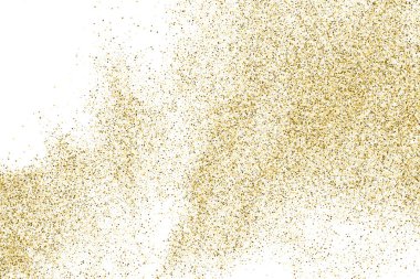 Beyazda izole edilmiş altın rengi parıltı dokusu. Goldish Renk Sequins. Kutlama arkaplanı. Altın Konfeti Patlaması. Vektör İllüstrasyonu, Eps 10.