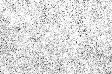 Sıkıntılı siyah doku. Beyaz arka planda koyu kumlu bir doku. Toz tabakası desenli. Tahıl gürültüsü partikülleri. Paslanmış beyaz efekt. Grunge tasarım elementleri. Vektör illüstrasyonu, EPS 10.