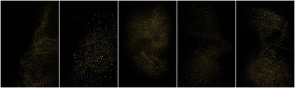 Ensemble Paillettes Isolées Sur Fond Noir Poussière Dorée Couleur Particules — Image vectorielle