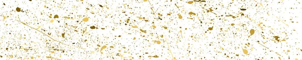 ホワイトに分離されたゴールドグリッターテクスチャ 概要ゴールデンスプラッシュ ワイド水平ロングバナー パノラマのお祝いの背景 デジタル生成画像 ベクターイラスト Eps — ストックベクタ