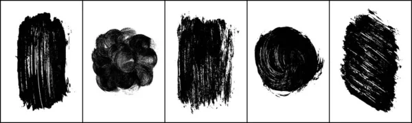 Conjunto Tinta Negra Trazo Pintura Abstracta Aislado Sobre Fondo Blanco — Vector de stock