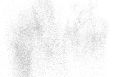 Sıkıntılı siyah doku. Beyaz arka planda koyu kumlu bir doku. Toz tabakası desenli. Tahıl gürültüsü partikülleri. Paslanmış beyaz efekt. Grunge tasarım elementleri. Vektör illüstrasyonu, EPS 10.