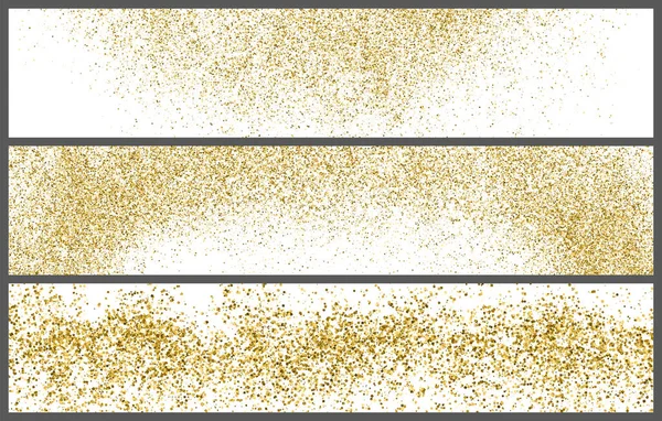 Conjunto Ouro Glitter Textura Sobre Branco Bandeira Longa Horizontal Para — Vetor de Stock