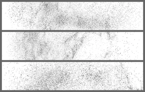 Set Black Grainy Texture Isolated White Panoramic Background Dust Overlay — стоковый вектор