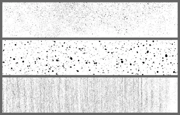 Ensemble Texture Graineuse Noire Isolé Sur Blanc Contexte Panoramique Recouvrement — Image vectorielle