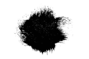 Beyaz arka planda siyah mürekkep ve soyut boya izi var. Boya damlacıkları. Dijital olarak oluşturulmuş görüntü. Vektör tasarım ögeleri, illüstrasyon, EPS 10.