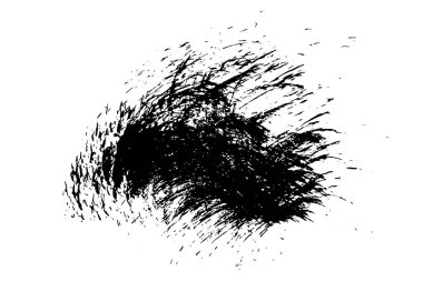 Beyaz arka planda siyah mürekkep ve soyut boya izi var. Boya damlacıkları. Dijital olarak oluşturulmuş görüntü. Vektör tasarım ögeleri, illüstrasyon, EPS 10.