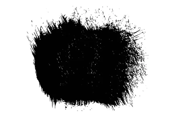 Ink Black Abstract Paint Stroke Isolated White Background Paint Droplets — Stock vektor