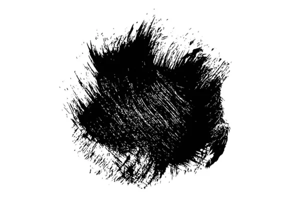 Ink Black Abstract Paint Stroke Isolated White Background Paint Droplets — Vetor de Stock