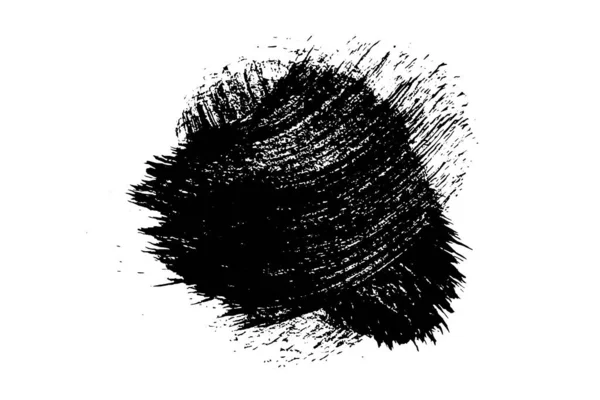 Ink Black Abstract Paint Stroke Isolated White Background Paint Droplets — Vetor de Stock