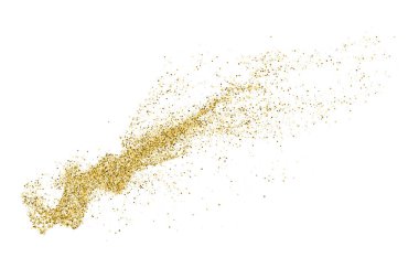 Beyazda izole edilmiş altın rengi parıltı dokusu. Goldish Renk Sequins. Kutlama arkaplanı. Altın Konfeti Patlaması. Vektör İllüstrasyonu, Eps 10.