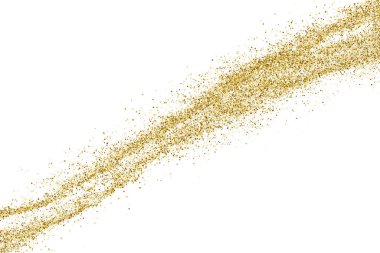 Beyazda izole edilmiş altın rengi parıltı dokusu. Goldish Renk Sequins. Kutlama arkaplanı. Altın Konfeti Patlaması. Vektör İllüstrasyonu, Eps 10.