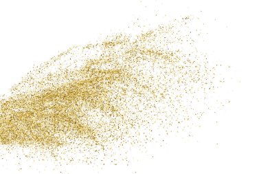 Beyazda izole edilmiş altın rengi parıltı dokusu. Goldish Renk Sequins. Kutlama arkaplanı. Altın Konfeti Patlaması. Vektör İllüstrasyonu, Eps 10.